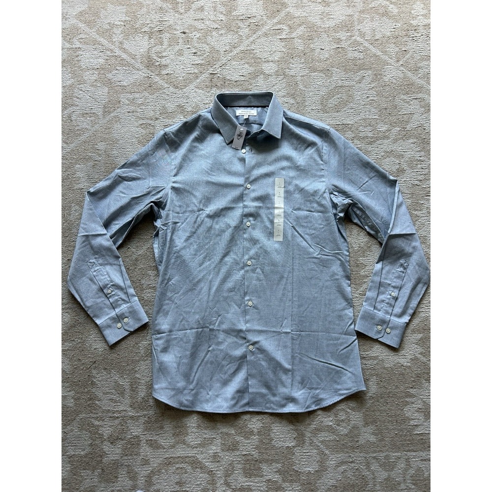 Banana Republic Dress ShirtWrinkle Resistant Athletic Fit Mens L Tall Blue Grey